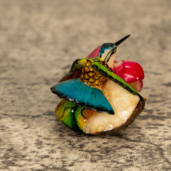 Hummingbird With Flower Tagua Nut Carving