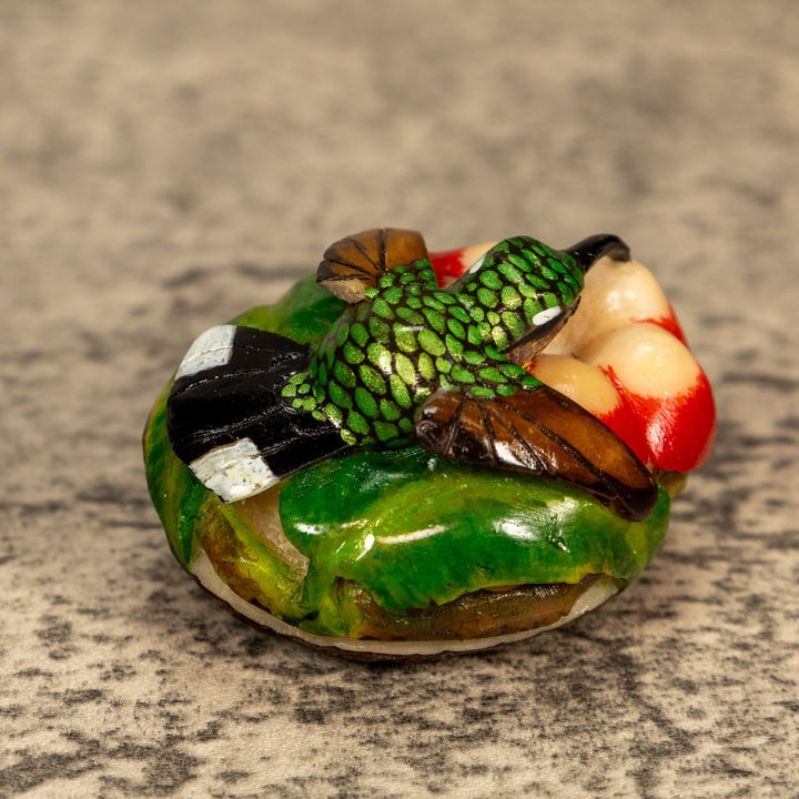 Hummingbird With Flower Tagua Nut Carving