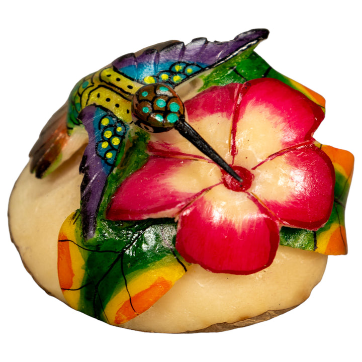 Hummingbird With Flower Tagua Nut Carving