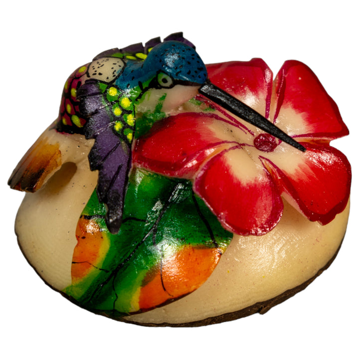 Hummingbird With Flower Tagua Nut Carving