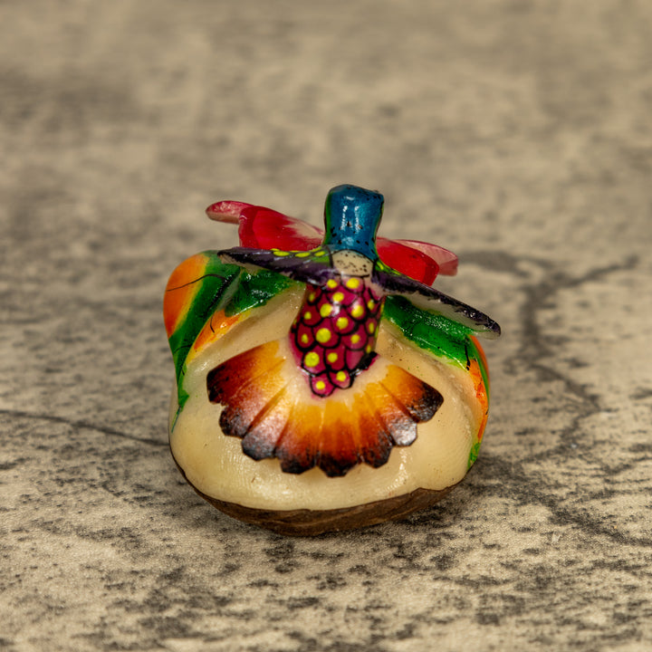 Hummingbird With Flower Tagua Nut Carving