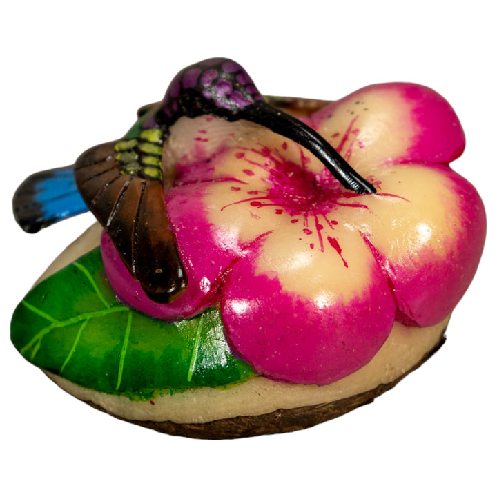Hummingbird With Flower Tagua Nut Carving