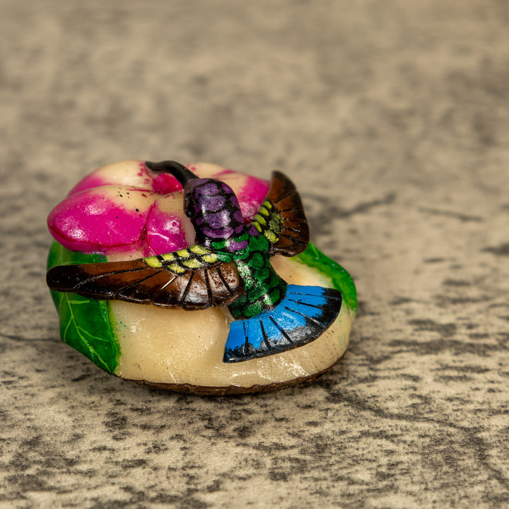 Hummingbird With Flower Tagua Nut Carving