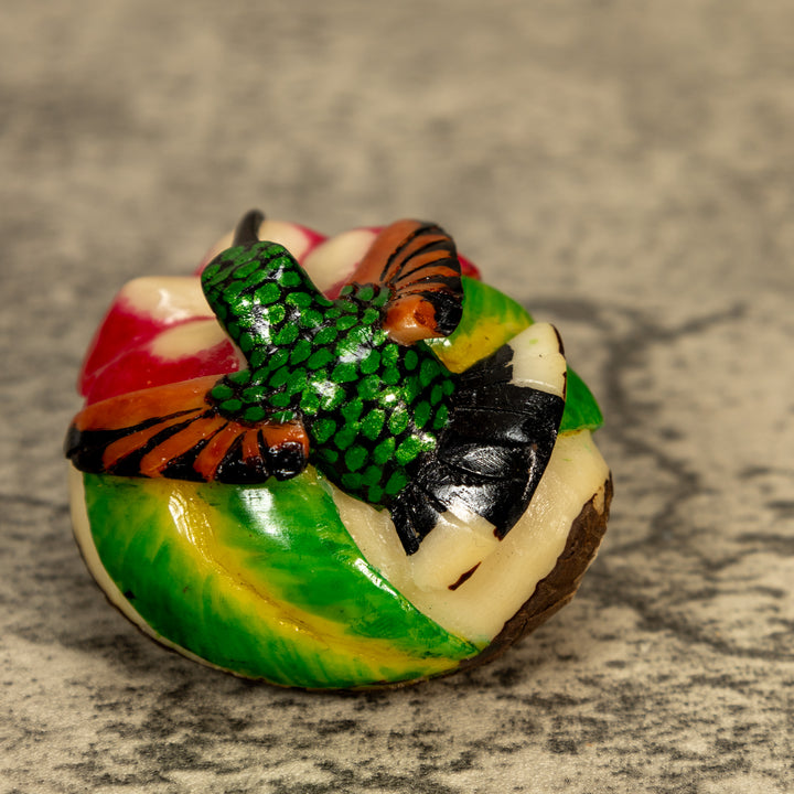 Hummingbird With Flower Tagua Nut Carving
