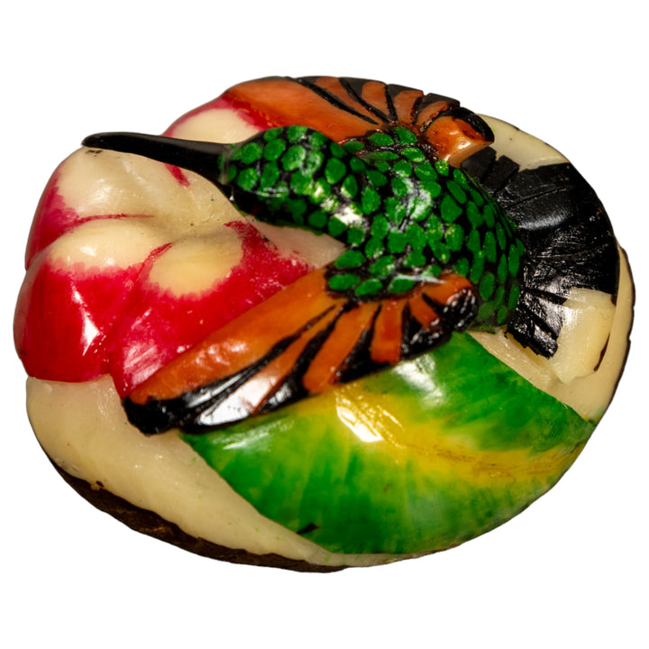 Hummingbird With Flower Tagua Nut Carving
