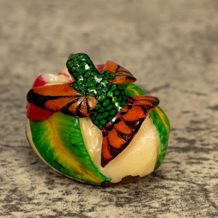 Hummingbird With Flower Tagua Nut Carving