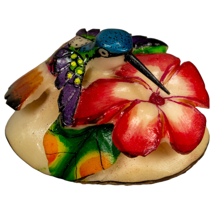 Hummingbird With Flower Tagua Nut Carving
