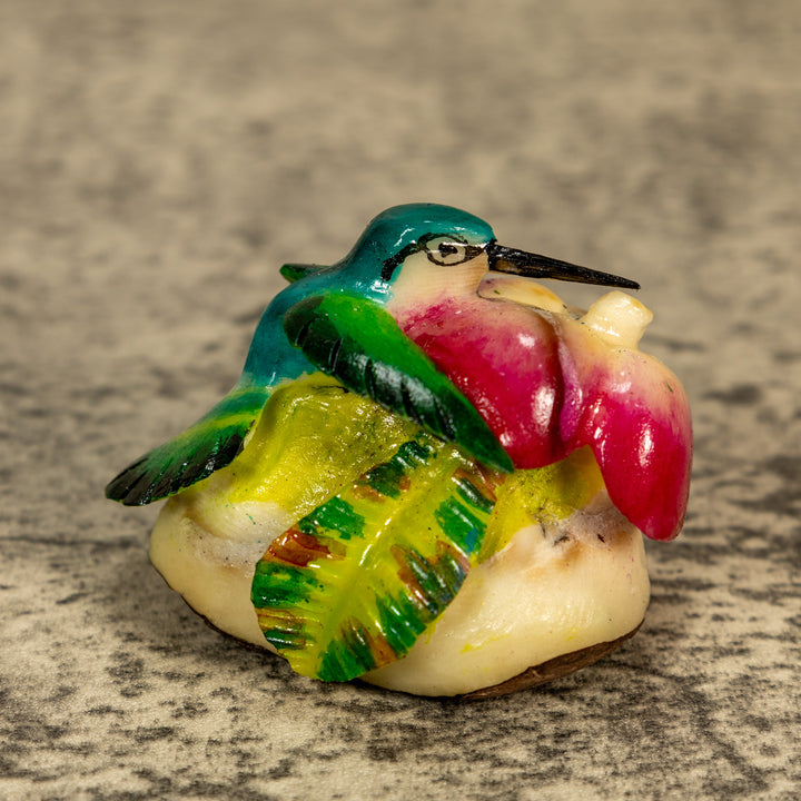 Hummingbird With Flower Tagua Nut Carving