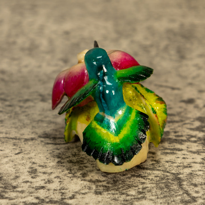 Hummingbird With Flower Tagua Nut Carving