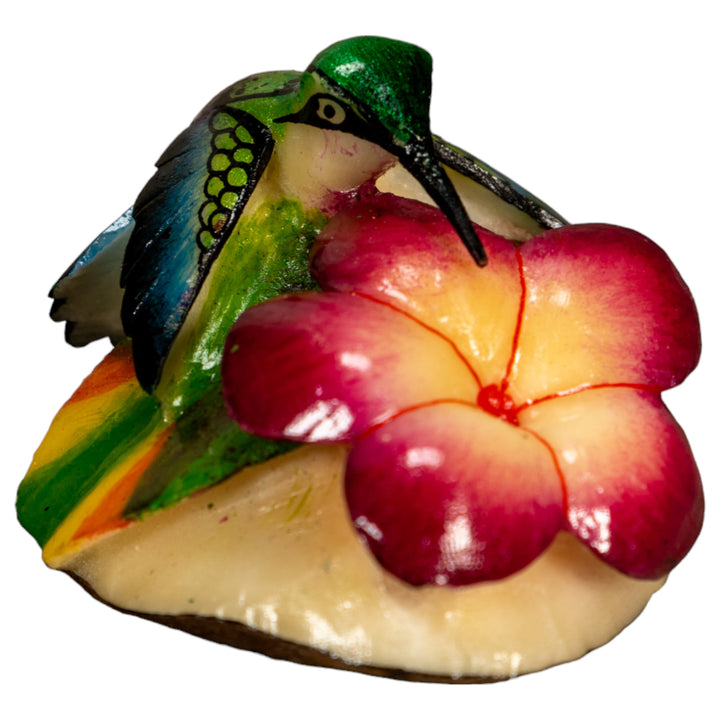 Hummingbird With Flower Tagua Nut Carving