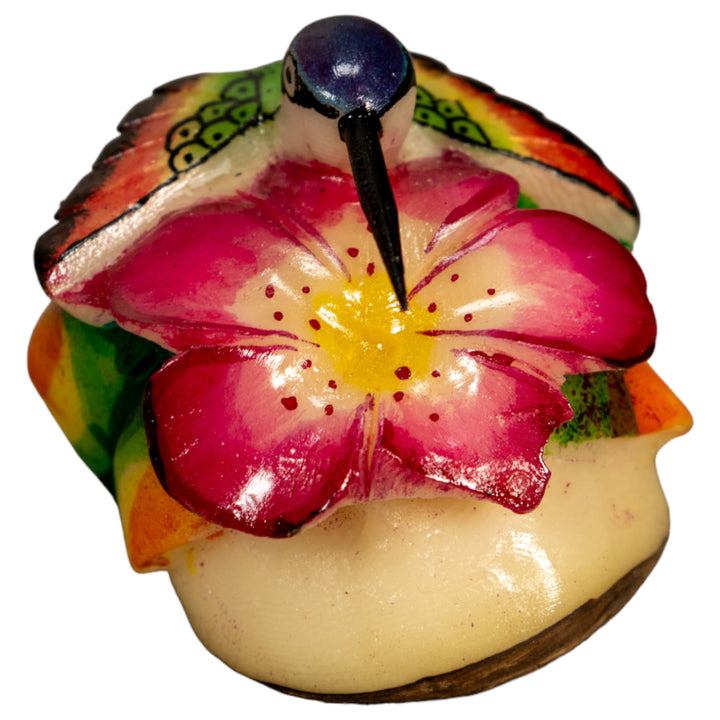 Hummingbird With Flower Tagua Nut Carving