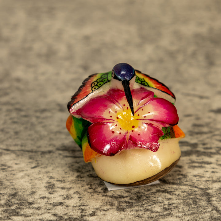 Hummingbird With Flower Tagua Nut Carving