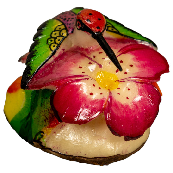 Hummingbird With Flower Tagua Nut Carving