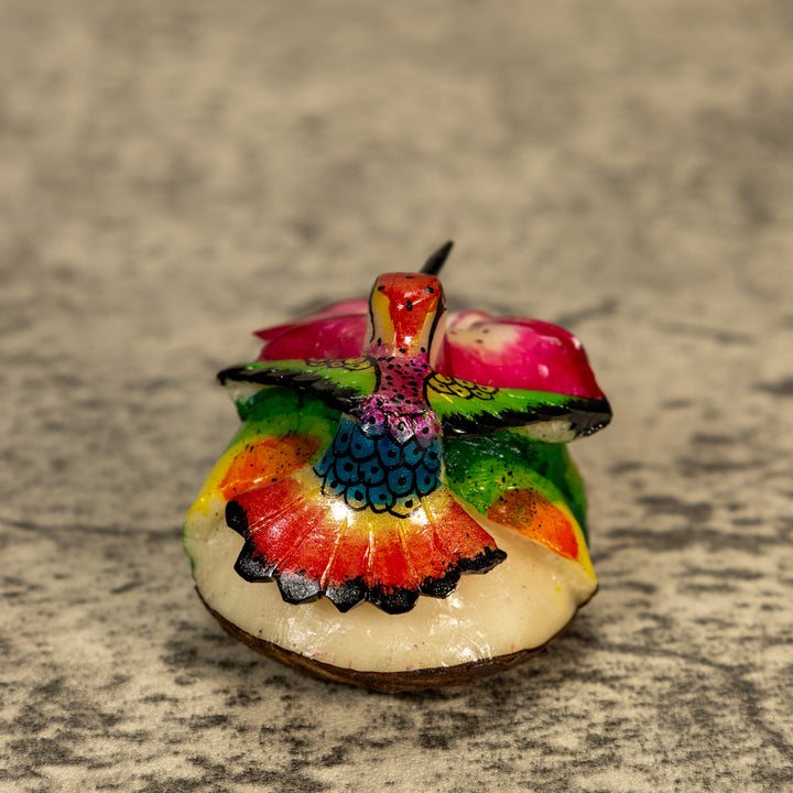 Hummingbird With Flower Tagua Nut Carving