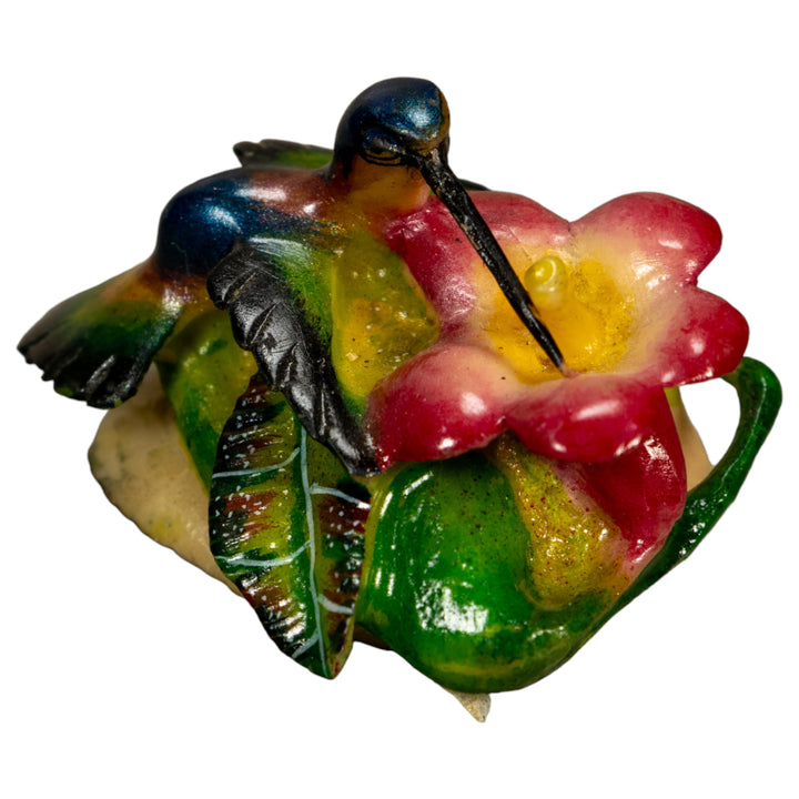 Hummingbird With Flower Tagua Nut Carving