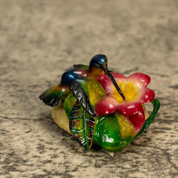 Hummingbird With Flower Tagua Nut Carving