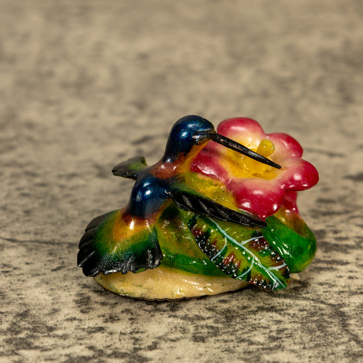 Hummingbird With Flower Tagua Nut Carving