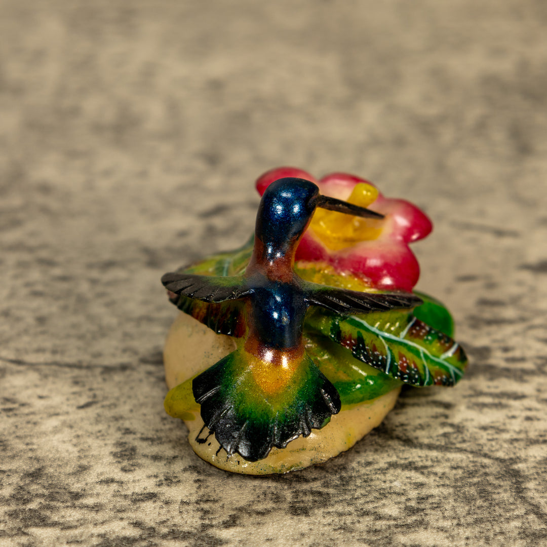 Hummingbird With Flower Tagua Nut Carving