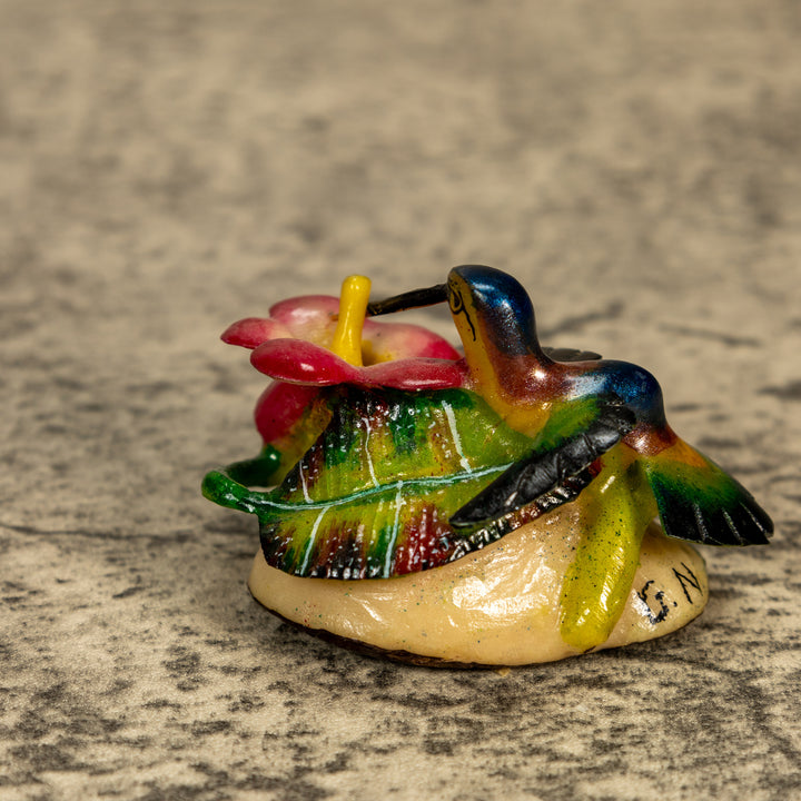 Hummingbird With Flower Tagua Nut Carving