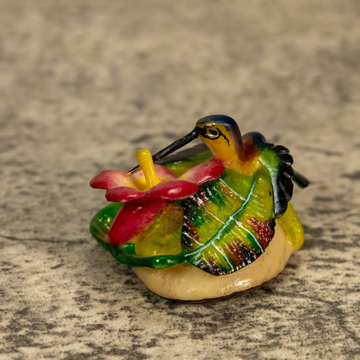 Hummingbird With Flower Tagua Nut Carving