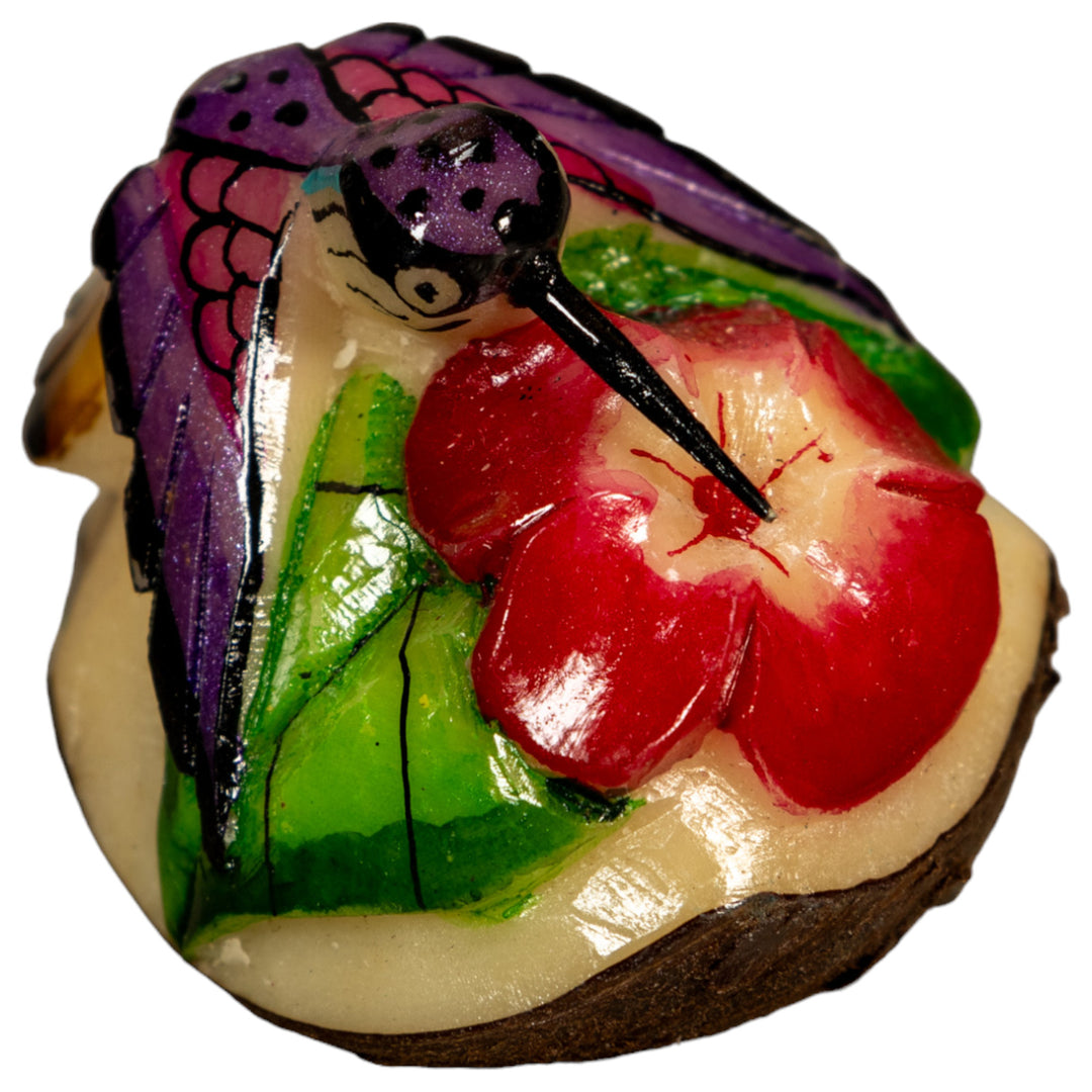 Hummingbird With Flower Tagua Nut Carving