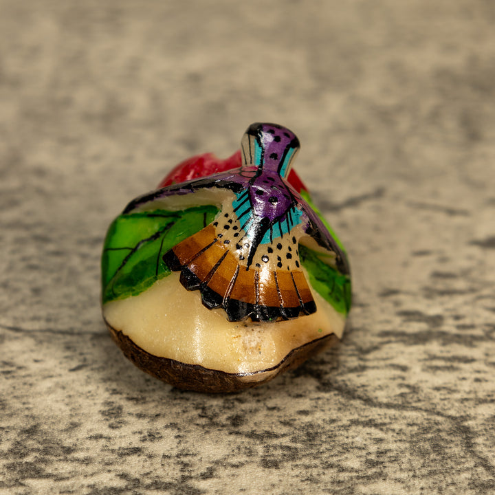 Hummingbird With Flower Tagua Nut Carving