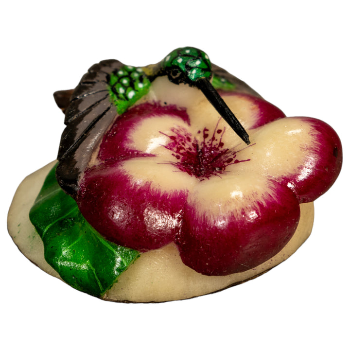 Hummingbird With Flower Tagua Nut Carving