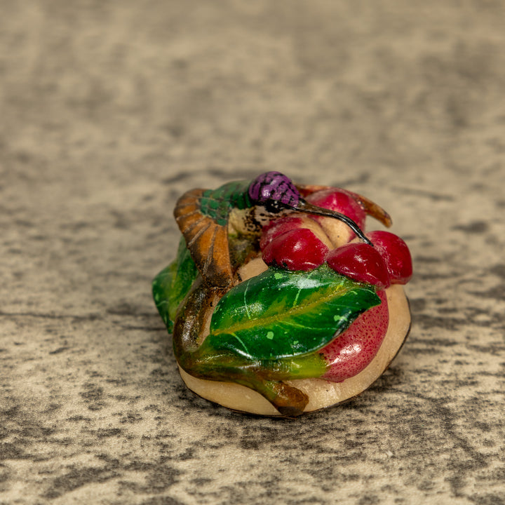 Hummingbird With Flower Tagua Nut Carving