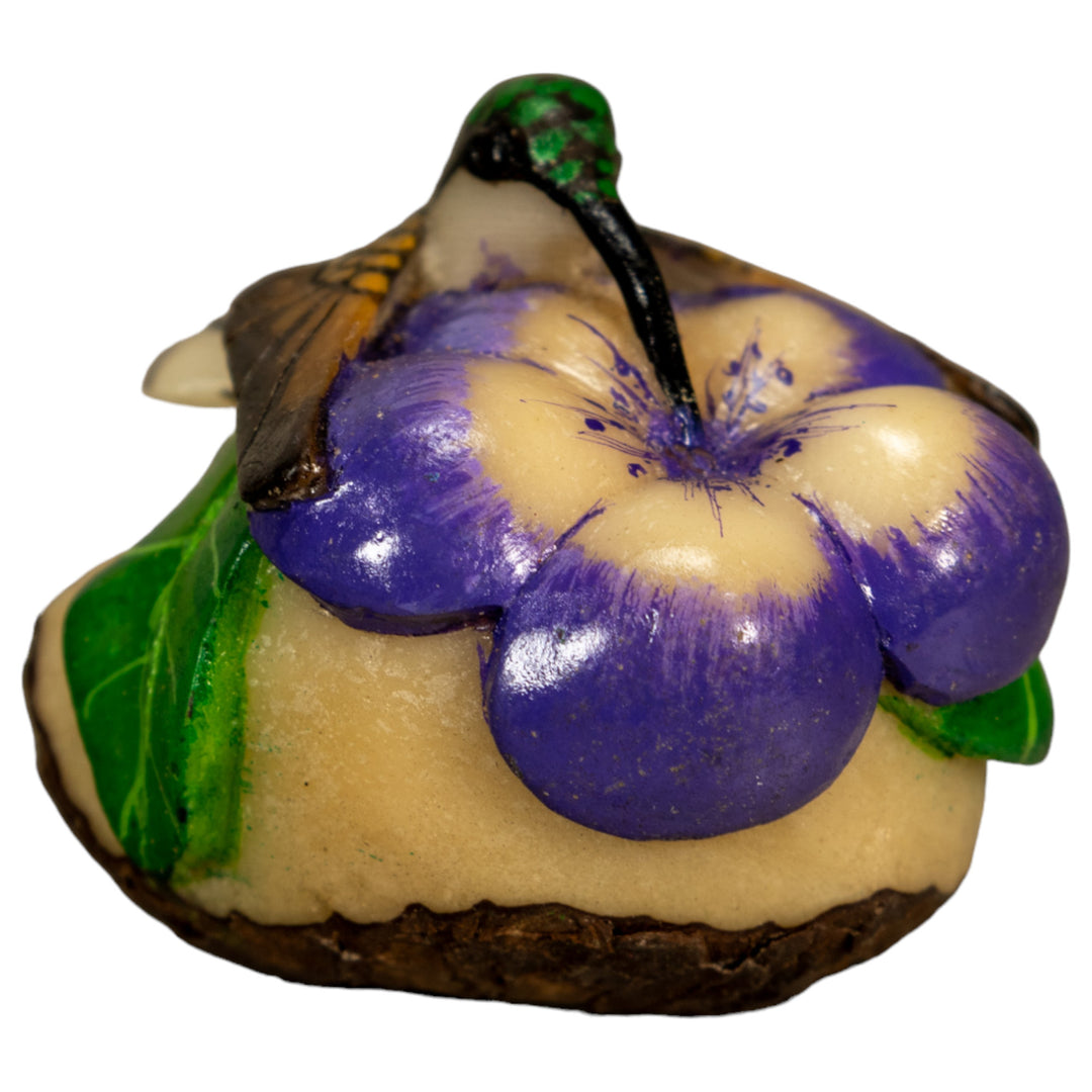 Hummingbird With Flower Tagua Nut Carving