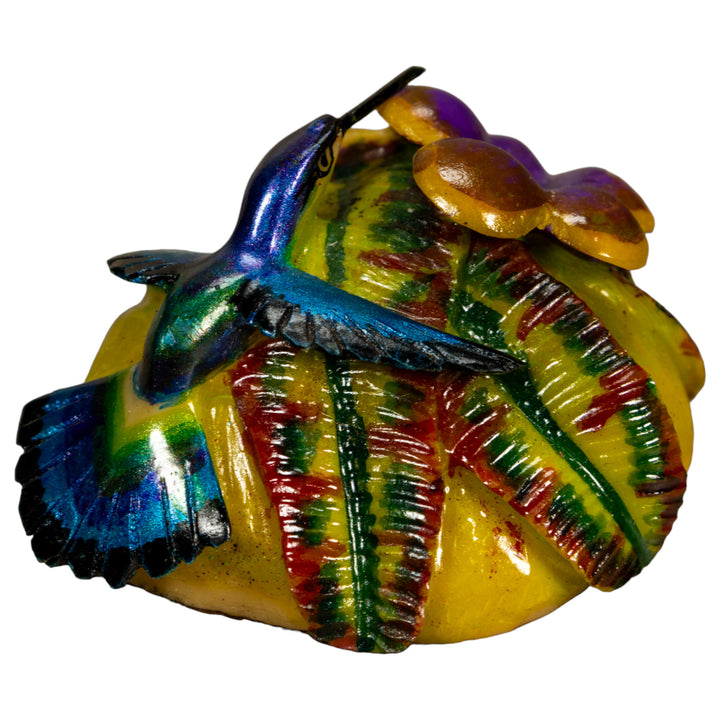 Hummingbird With Flower Tagua Nut Carving