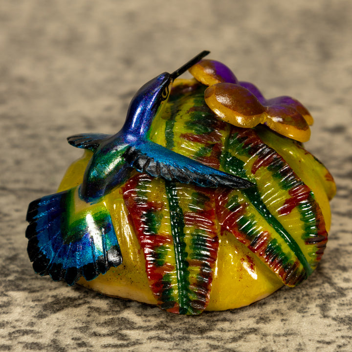 Hummingbird With Flower Tagua Nut Carving