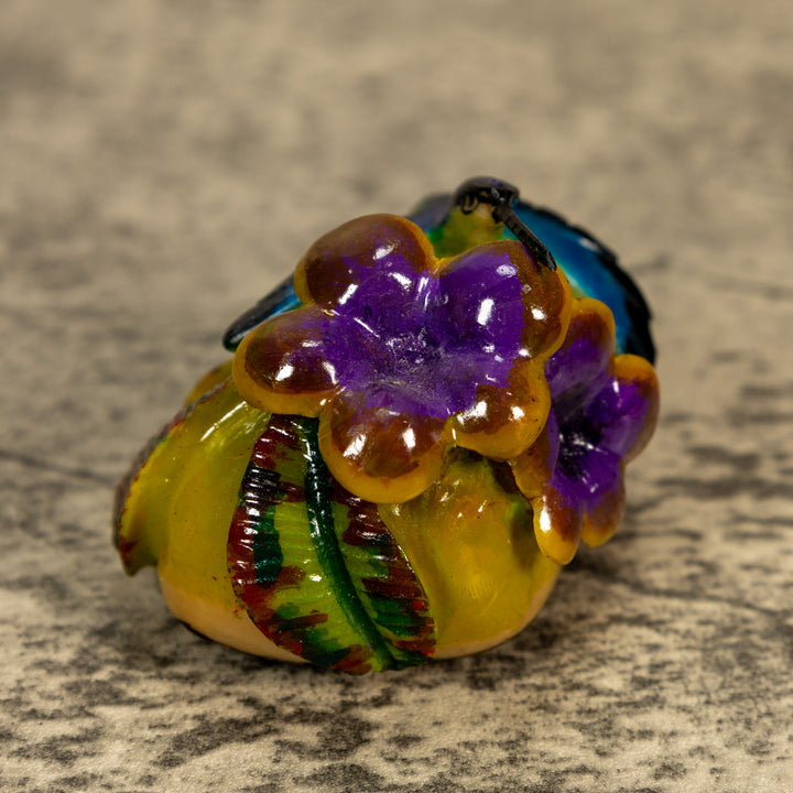Hummingbird With Flower Tagua Nut Carving