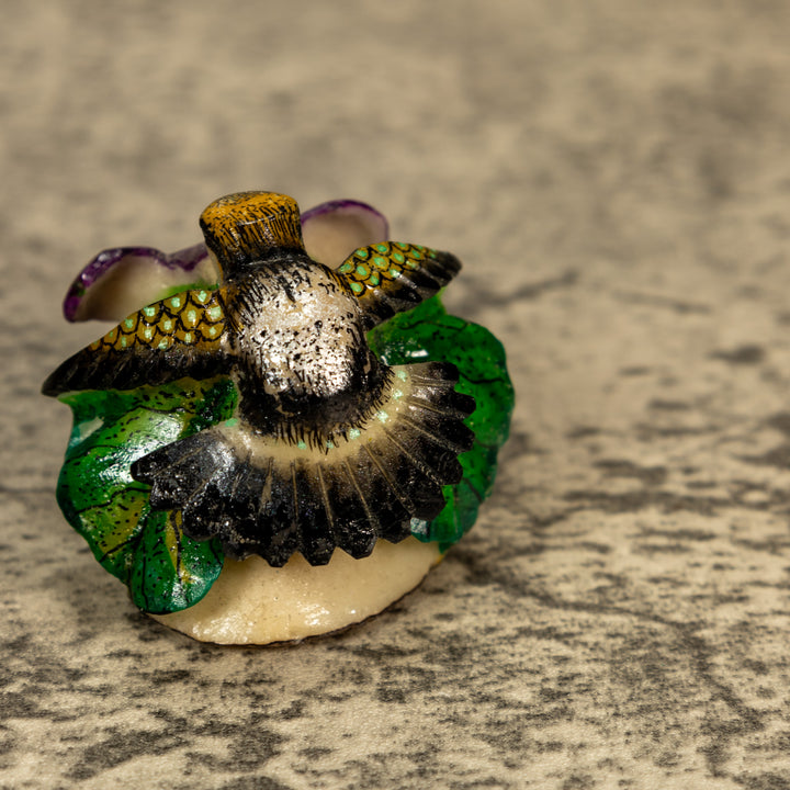 Hummingbird With Flower Tagua Nut Carving