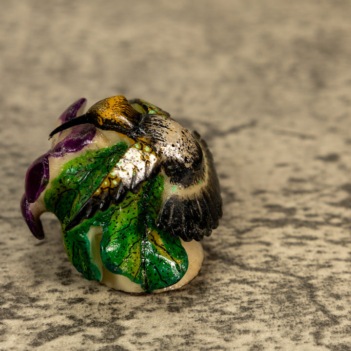 Hummingbird With Flower Tagua Nut Carving