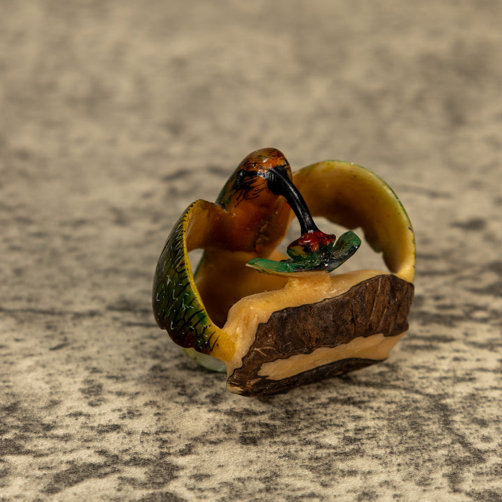 Hummingbird With Flower Tagua Nut Carving