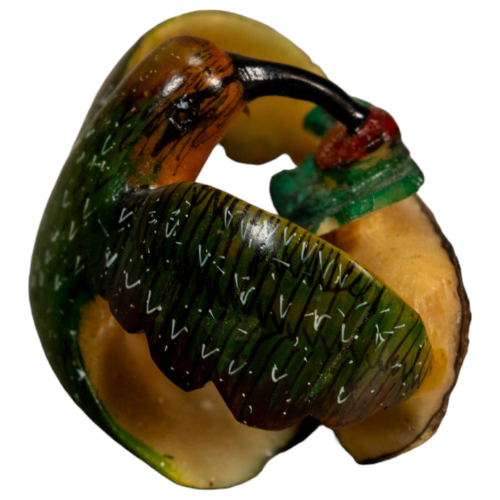 Hummingbird With Flower Tagua Nut Carving
