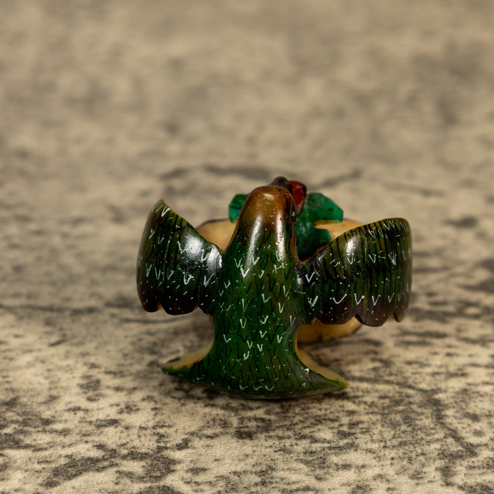 Hummingbird With Flower Tagua Nut Carving