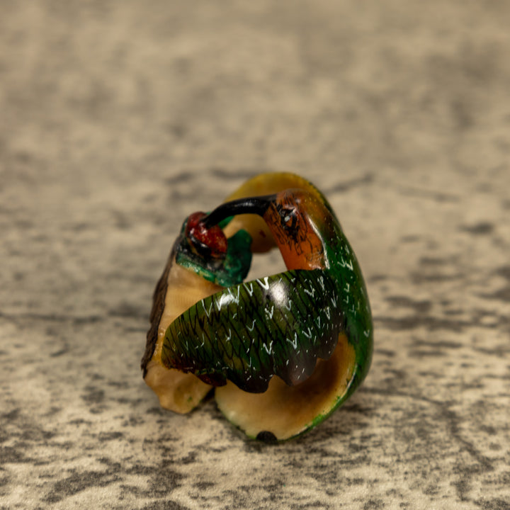 Hummingbird With Flower Tagua Nut Carving