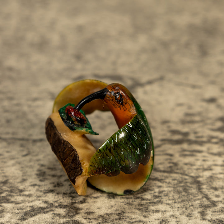Hummingbird With Flower Tagua Nut Carving