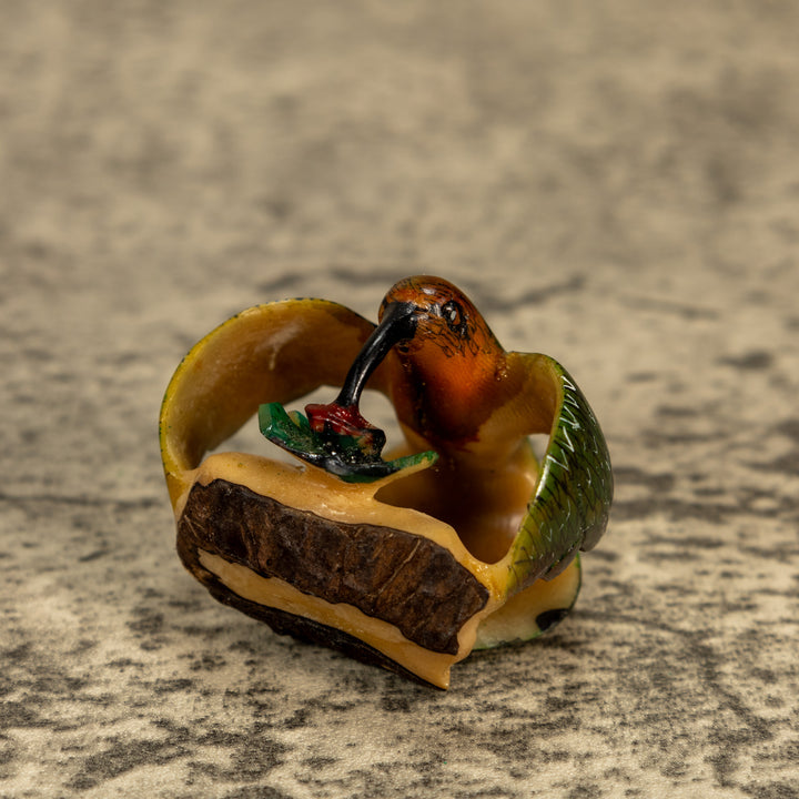 Hummingbird With Flower Tagua Nut Carving