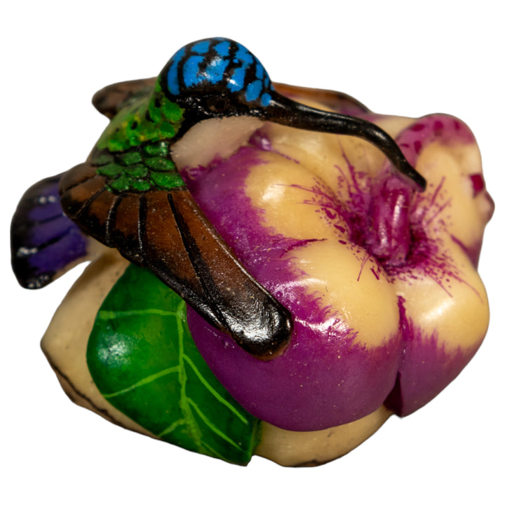 Hummingbird With Flower Tagua Nut Carving