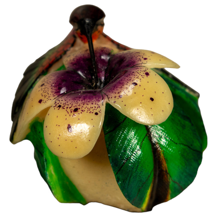 Hummingbird With Flower Tagua Nut Carving