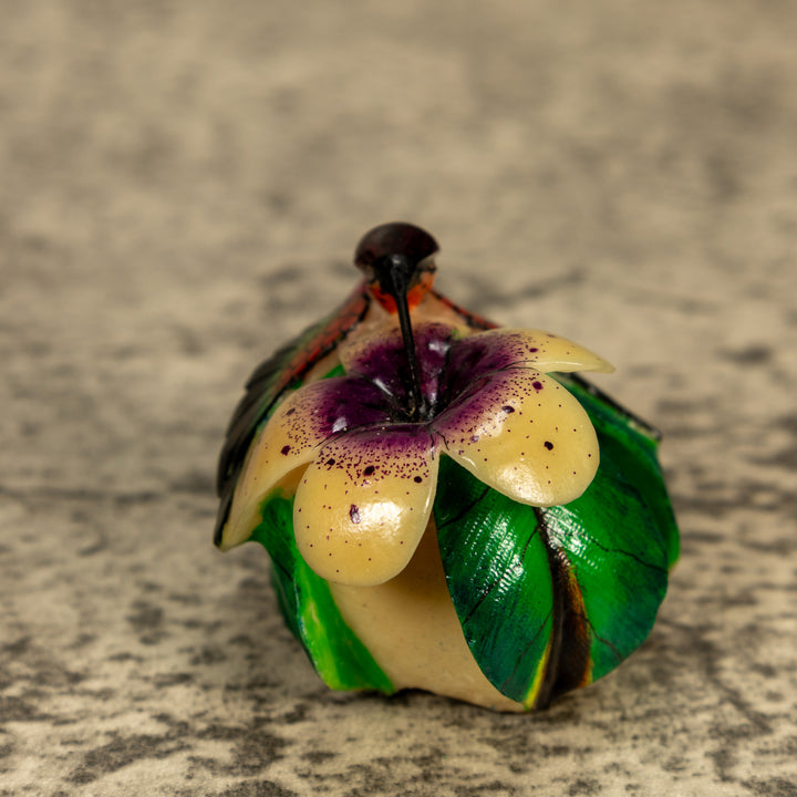 Hummingbird With Flower Tagua Nut Carving