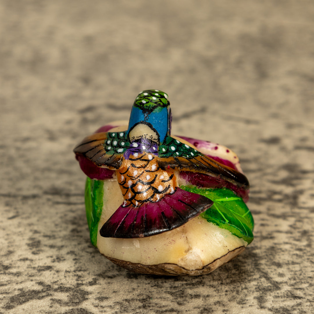 Hummingbird With Flower Tagua Nut Carving