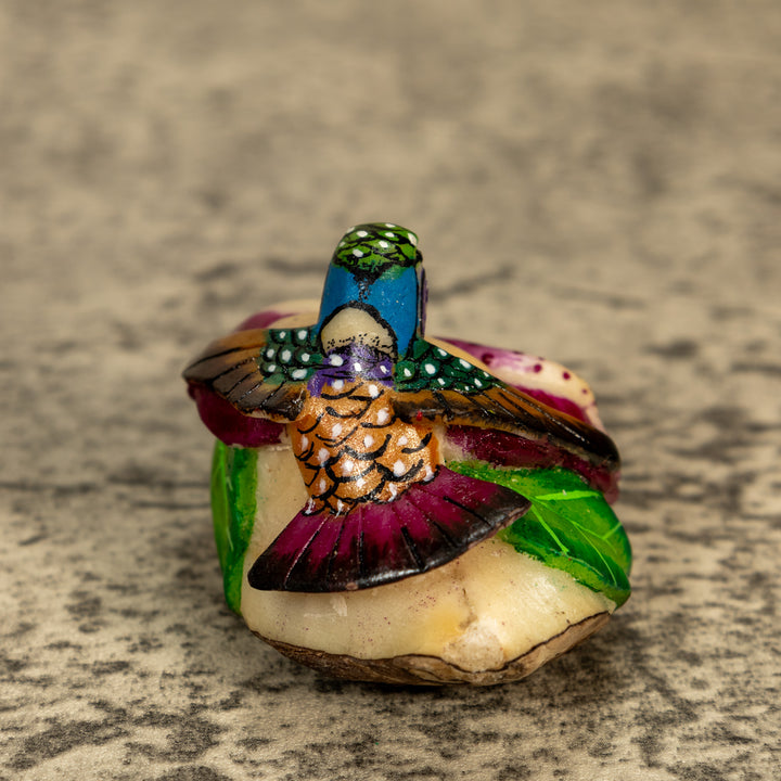 Hummingbird With Flower Tagua Nut Carving
