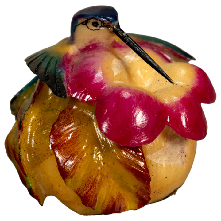 Hummingbird With Flower Tagua Nut Carving