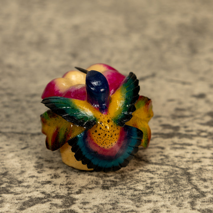 Hummingbird With Flower Tagua Nut Carving