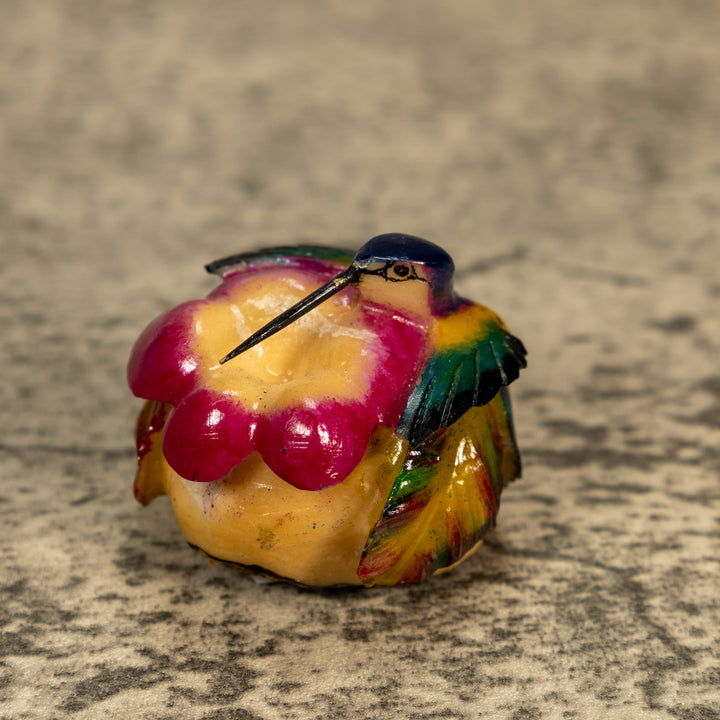 Hummingbird With Flower Tagua Nut Carving