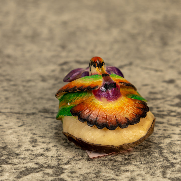 Hummingbird With Flower Tagua Nut Carving