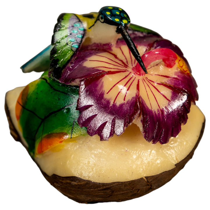 Hummingbird With Flower Tagua Nut Carving